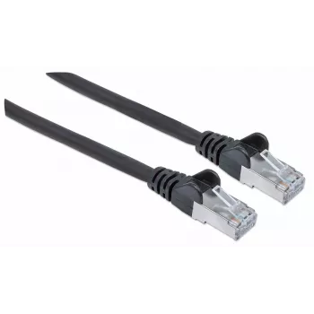 Cabo de rede Intellinet, cabo Cat7/fichas Cat6A, 10 m, preto, cobre, S/FTP, LSOH/LSZH, PVC, RJ45, contactos banhados a ouro, sem patilha, proteção anti-dobra, garantia vitalícia