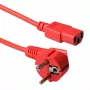 Cabo de alimentação ACT ficha CEE 7/7 (angular) - C13 vermelho 3 m