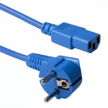 Cabo de alimentação ACT ficha CEE 7/7 (angular) – C13 azul 1,2 m