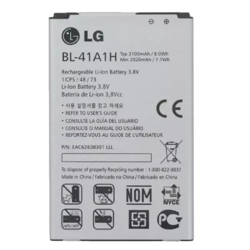 Bateria de substituição iões de lítio OEM BL-41A1H para LG F60 D390N, 2100 mAh