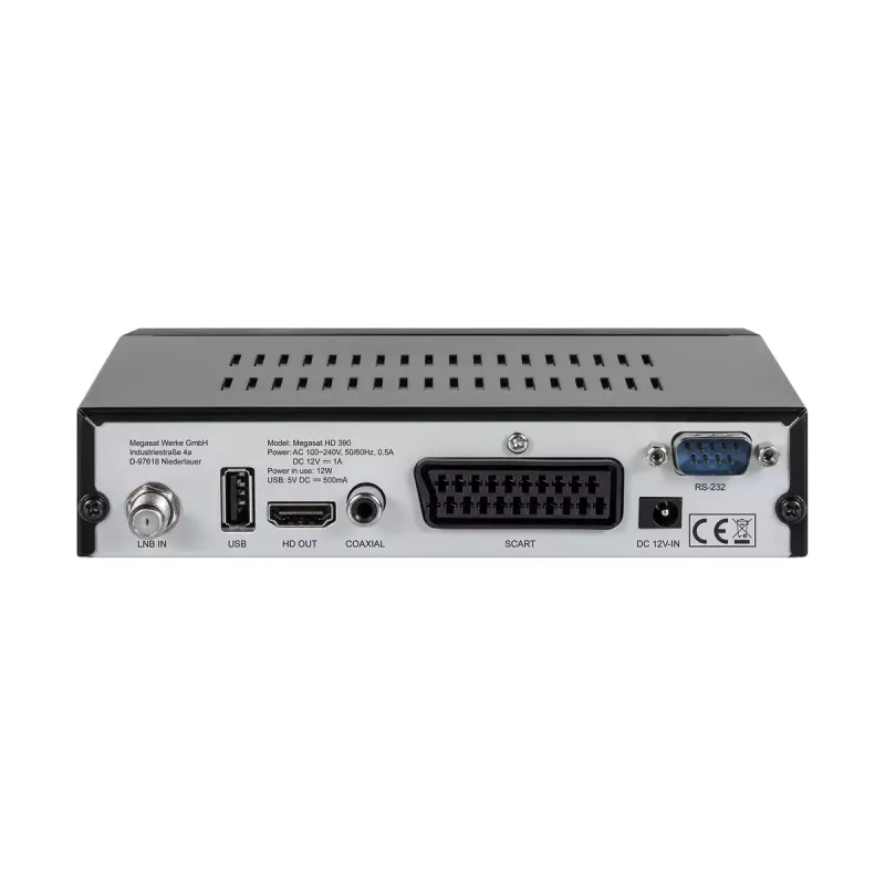Recetor Megasat HD 390 com fios Full HD preto