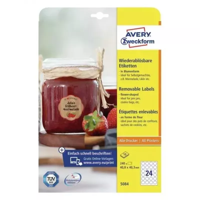 Etiquetas autocolantes para impressora Avery 5084