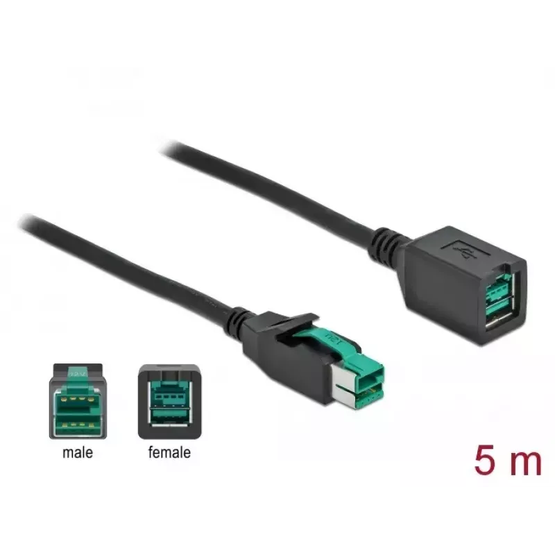 Cabo de extensão USB ativo DeLOCK 85984 12V 5m preto