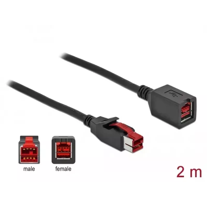 Cabo de extensão USB ativo DeLOCK 85986 24 V 2 m preto