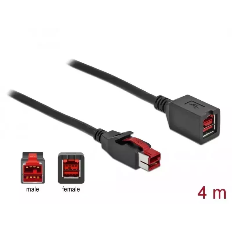 Cabo de extensão USB ativo DeLOCK 85988 24 V 4 m preto