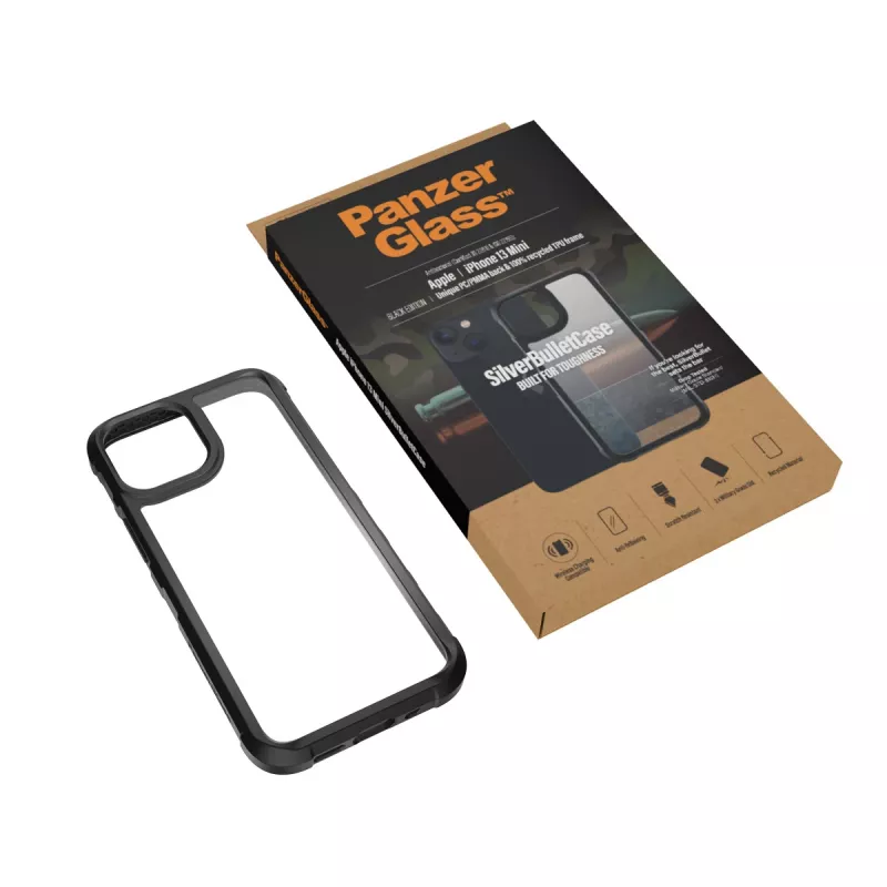 Capa PanzerGlass SilverBullet ClearCase iPhone 13 Mini preta