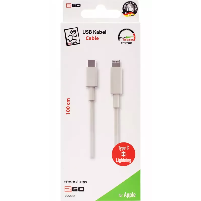 Cabo Lightning 2GO 795848 1 m USB C para Lightning branco