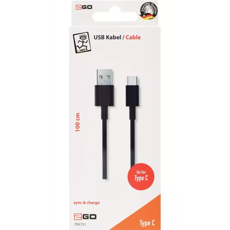 Cabo USB 2GO 795731 1 m USB B USB C USB 3.2 Gen 1 preto