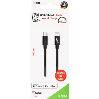 Cabo Lightning 2GO 797162 1 m preto USB-C