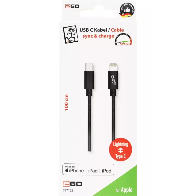 Cabo Lightning 2GO 797162 1 m preto USB-C
