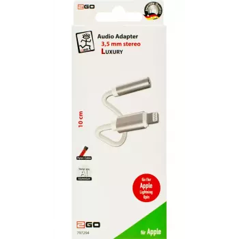 Cabo de áudio 2GO 797294 conector fêmea jack 3,5 mm para ficha Lightning 0,1 m branco