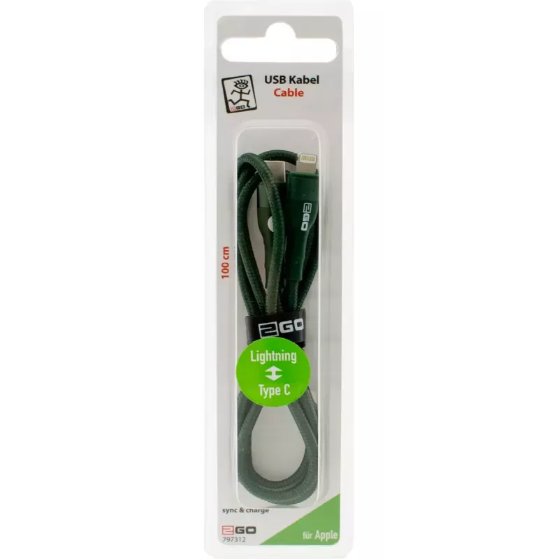 Cabo Lightning 2GO 797312 1 m verde ficha USB-C