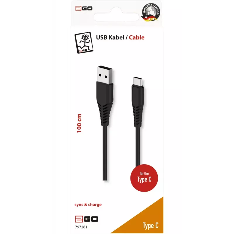 Cabo USB 2GO 797281 1 m USB B USB C preto