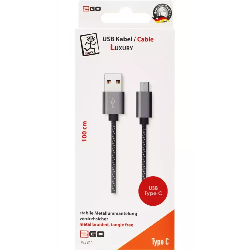 Cabo USB 2GO 795812 USB 3.2 Gen 1 1 m USB B USB C cinzento