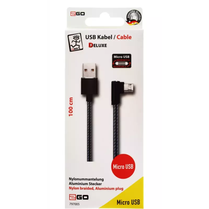 Cabo USB 2GO 797005 1 m USB B Micro-USB B preto