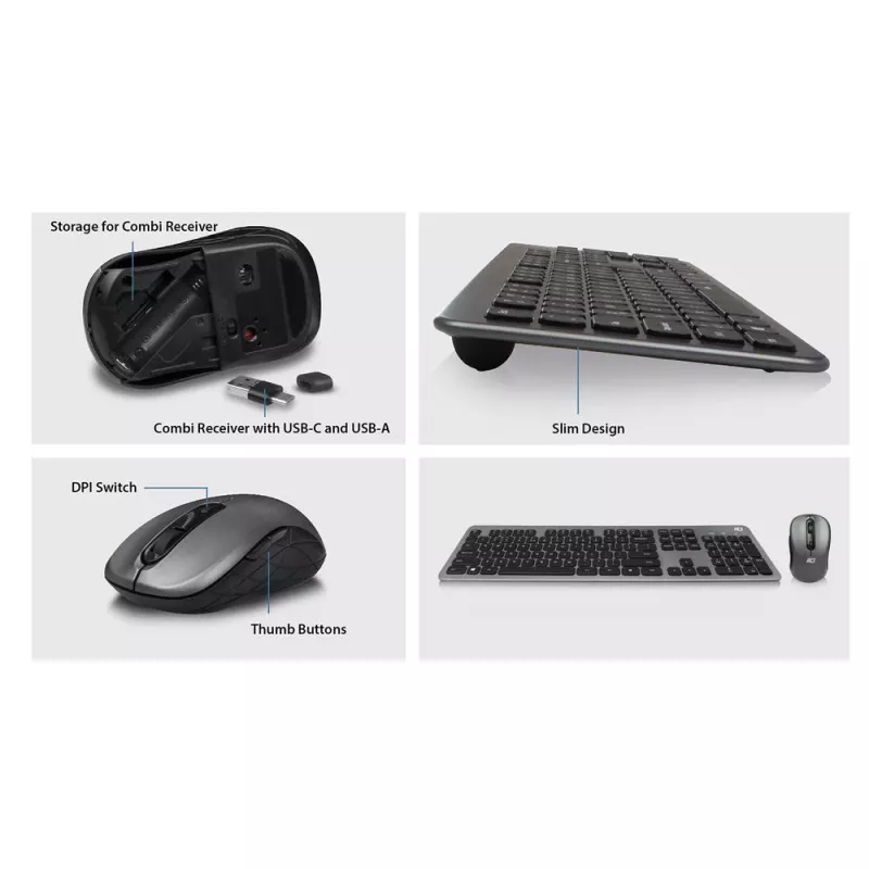 ACT AC5710 teclado sem fios, RF, QWERTY UK International, preto