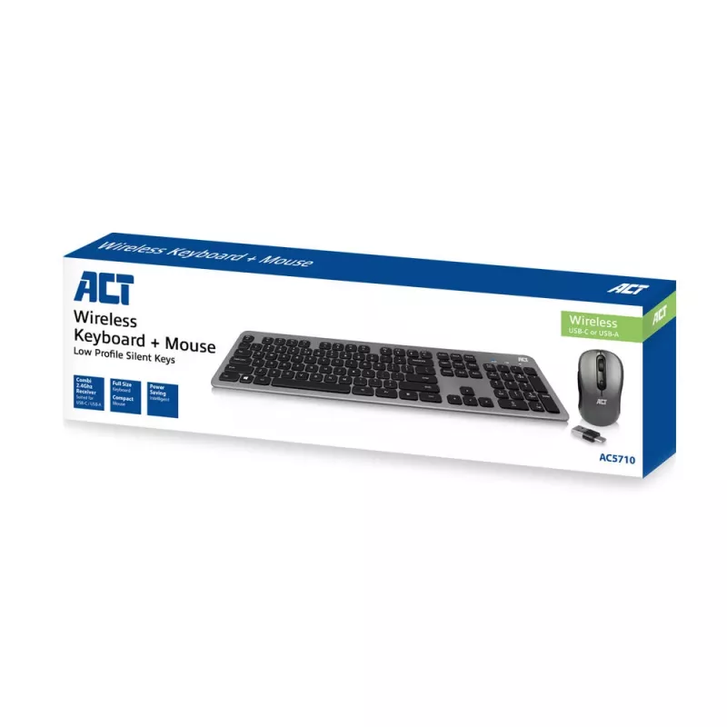 ACT AC5710 teclado sem fios, RF, QWERTY UK International, preto