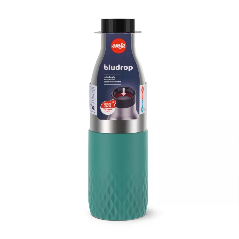 Manga térmica EMSA Bludrop N31112 uso diário 700 ml aço inoxidável verde, aço inoxidável