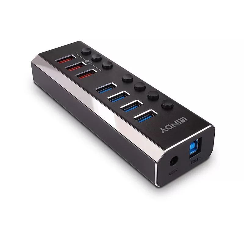 Hub USB 3.0 Lindy de 4 portas com 3 ligações Quick Charge 3.0