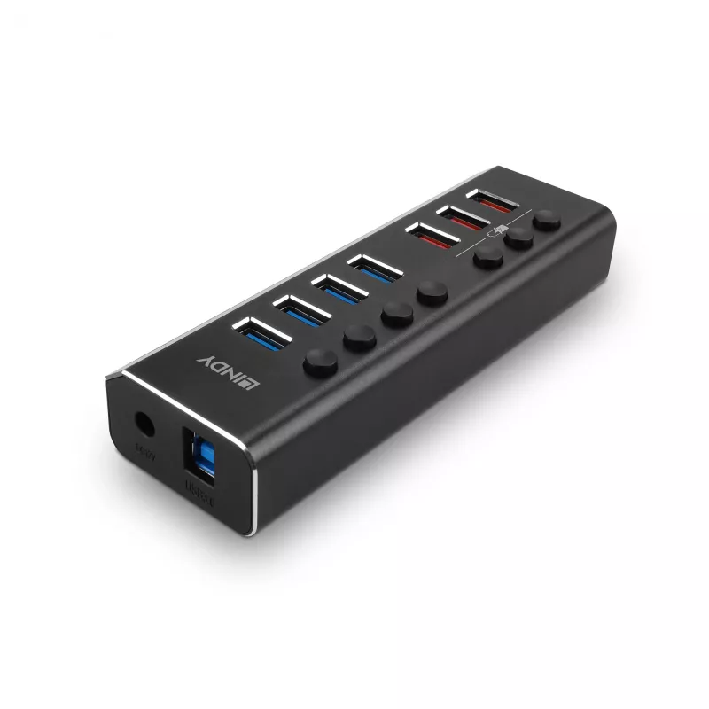Hub USB 3.0 Lindy de 4 portas com 3 ligações Quick Charge 3.0