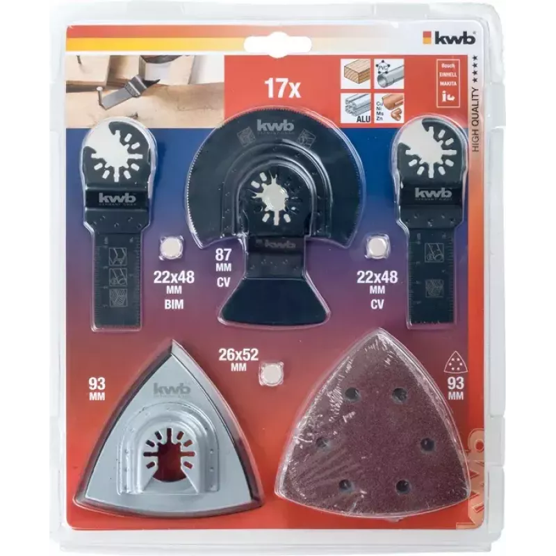 Conjunto de lâminas kwb Universal kit 17 pcs para alumínio betão cobre pladur plástico chapa madeira