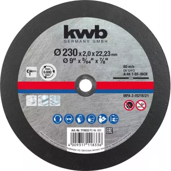 Disco de corte KWB 711833 para tubo, chapa, aço inoxidável