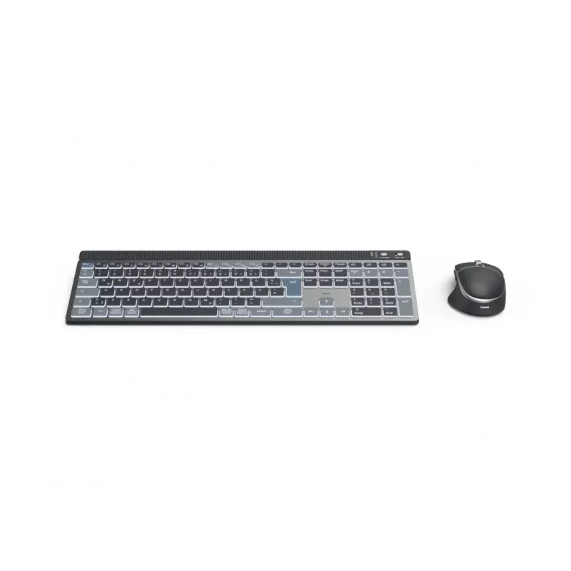 Hama WKM-750 conjunto de teclado e rato sem fios multidispositivo, LED, QWERTZ, preto