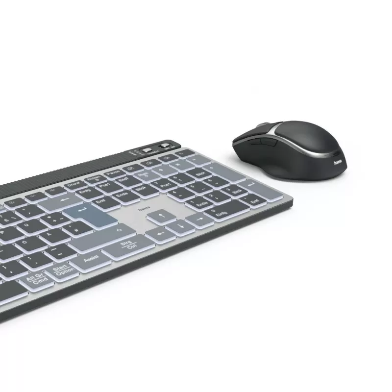 Hama WKM-750 conjunto de teclado e rato sem fios multidispositivo, LED, QWERTZ, preto