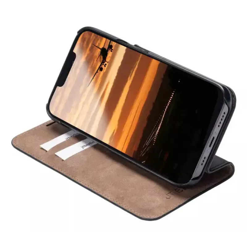 Capa com carteira JT BERLIN 11106 para iPhone 16E 15,4 cm preta