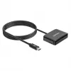 Leitor de cartões de chip por contacto Manhattan USB-C com slot MicroSD, conector USB Type-C para interface de leitor por contacto e microSDXC, compatível com Windows, macOS e Linux, lê cartões SIM com adaptador, cabo de 1 m, preto, três anos de garantia