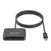 Leitor de cartões de chip por contacto Manhattan USB-C com slot MicroSD, conector USB Type-C para interface de leitor por contacto e microSDXC, compatível com Windows, macOS e Linux, lê cartões SIM com adaptador, cabo de 1 m, preto, três anos de garantia