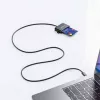 Leitor de cartões de chip por contacto Manhattan USB-C com slot MicroSD, conector USB Type-C para interface de leitor por contacto e microSDXC, compatível com Windows, macOS e Linux, lê cartões SIM com adaptador, cabo de 1 m, preto, três anos de garantia