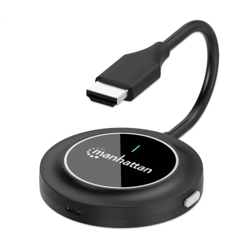 Kit de apresentação Manhattan 1080p Wireless HDMI Display, conjunto de 2 peças com recetor HDMI e dongle transmissor HDMI para transmissão sem fios de um sinal de vídeo de um portátil/tablet/smartphone para uma televisão HDMI ou projetor, preto