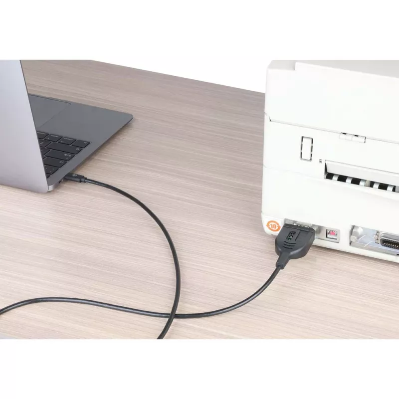 Cabo conversor Manhattan USB-C para série, 1 m, macho para macho, série/RS232/COM/DB9, chip Prolific PL2303GT, cabo preto, três anos de garantia