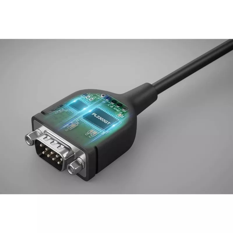 Cabo conversor Manhattan USB-C para série, 1 m, macho para macho, série/RS232/COM/DB9, chip Prolific PL2303GT, cabo preto, três anos de garantia