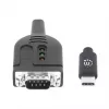 Cabo conversor Manhattan USB-C para série, 1 m, macho para macho, série/RS232/COM/DB9, chip Prolific PL2303GT, cabo preto, três anos de garantia