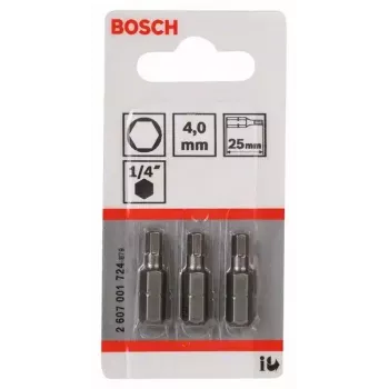 Bosch 2607001724 Ponta sextavada 4 mm, extra dura, C 6,3, 3 un.