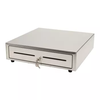 Gaveta de dinheiro manual Olympia LD 410S, caixa em aço inoxidável, 415 × 410 × 104 mm, 6,5 kg