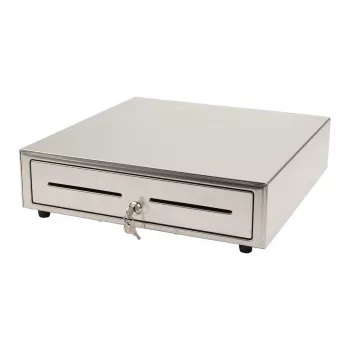 Gaveta de dinheiro manual Olympia LD 410S, caixa em aço inoxidável, 415 × 410 × 104 mm, 6,5 kg
