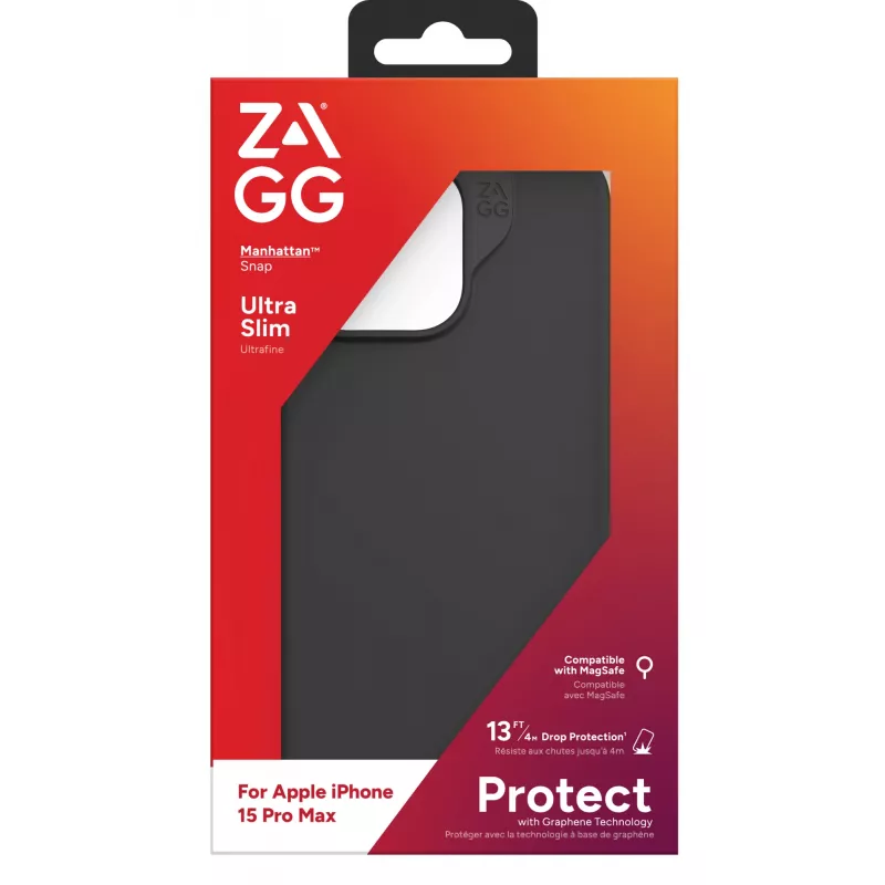 ZAGG Cases Manhattan Snap Apple iPhone 15 Pro Max preto EN/FR