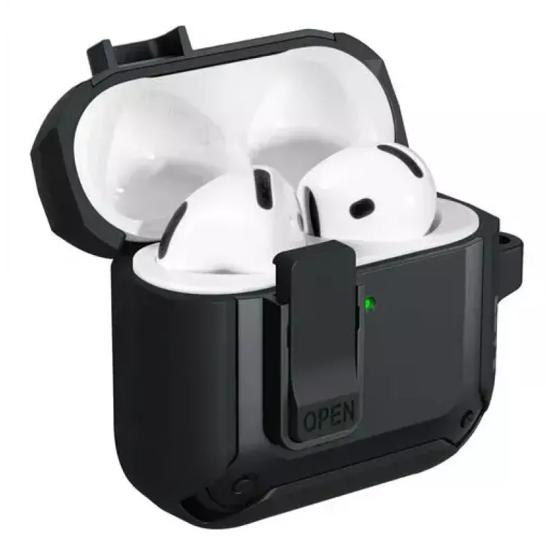 Capa de proteção para AirPods 4 LAUT ZENTRY — policarbonato + TPU, preto
