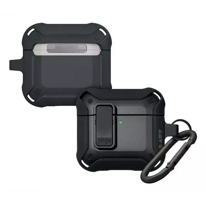 Capa de proteção para AirPods 4 LAUT ZENTRY — policarbonato + TPU, preto