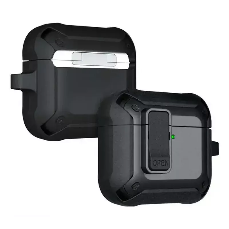 Capa de proteção para AirPods 4 LAUT ZENTRY — policarbonato + TPU, preto