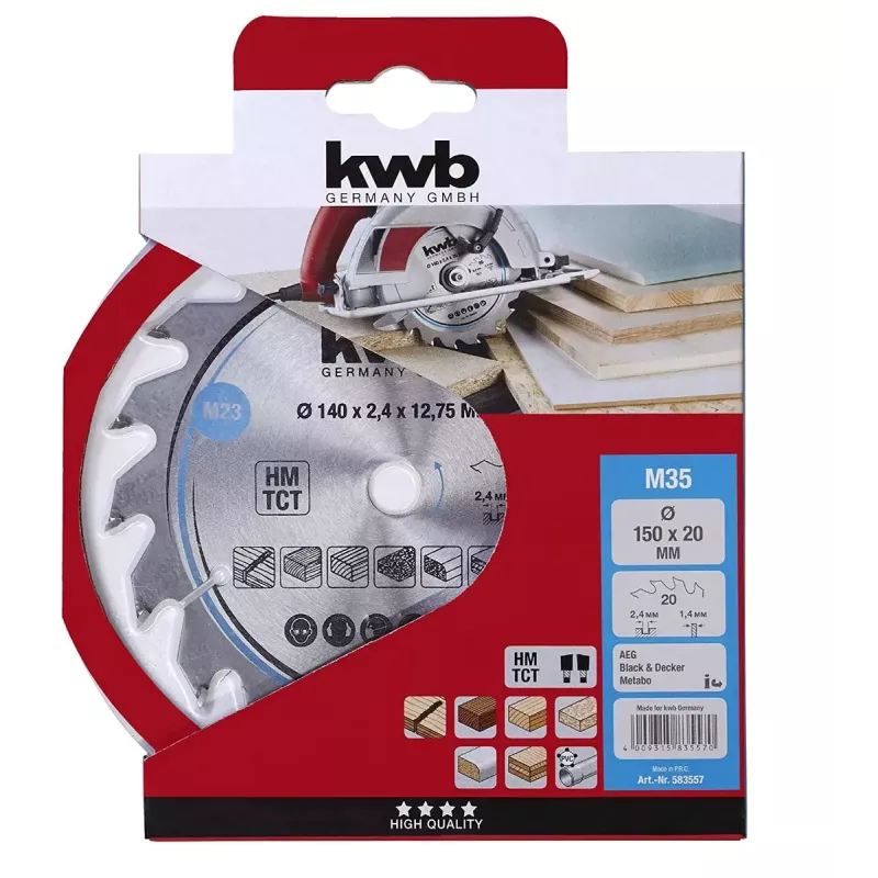 Disco de serra circular KWB 583557 com pastilhas de metal duro 1 unid.