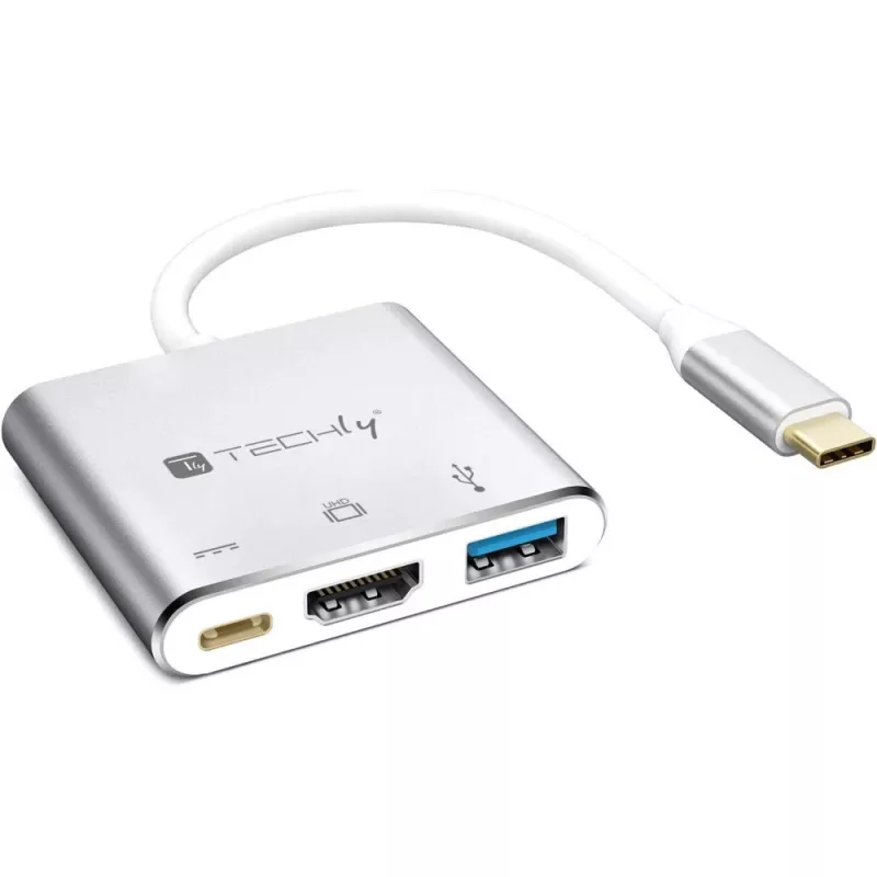 Techly IADAP USB31-HDMIPTY dock para portátil/replicador de portas com fio USB 3.2 Gen 1 (3.1 Gen 1) Type-C prateado