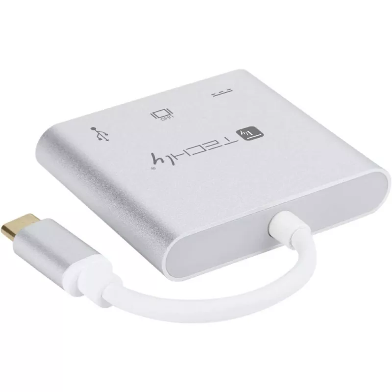 Techly IADAP USB31-HDMIPTY dock para portátil/replicador de portas com fio USB 3.2 Gen 1 (3.1 Gen 1) Type-C prateado