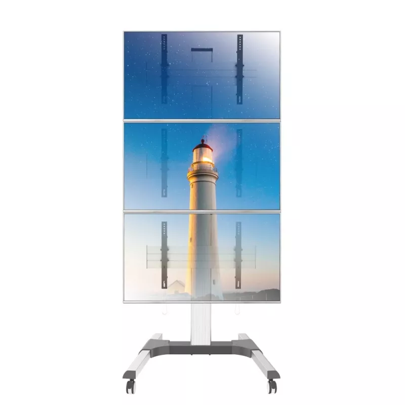 Suporte de chão Techly para 3 TVs LCD/LED 32-55 polegadas para parede de vídeo