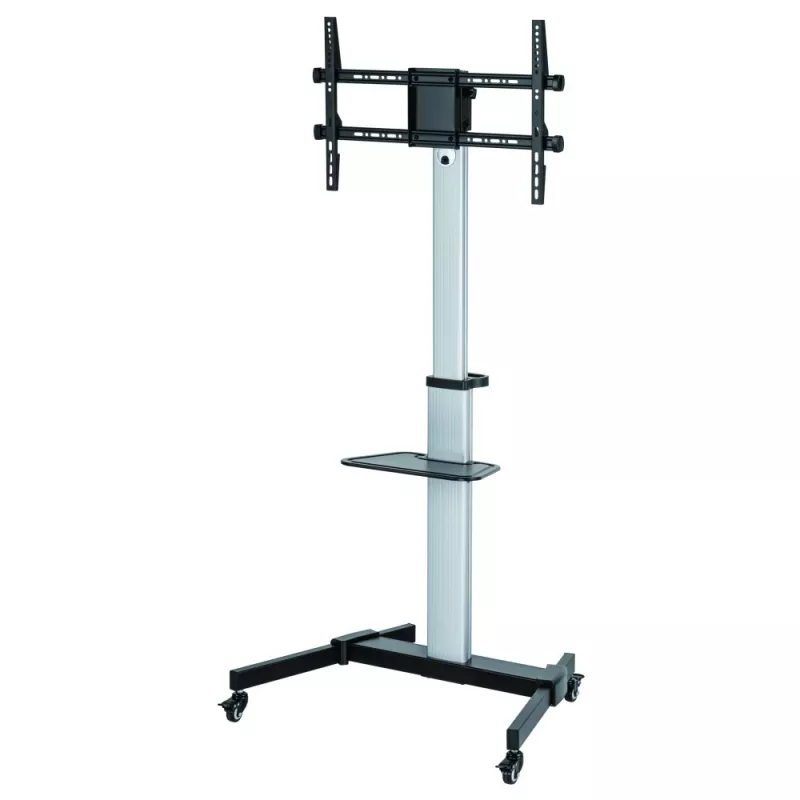 Suporte de chão com carrinho Techly para TV LCD/LED 37-86 polegadas, 200 x 200 mm, 600 x 400 mm, -10 - 5°, 180°, alumínio, plástico, aço, preto, cinzento