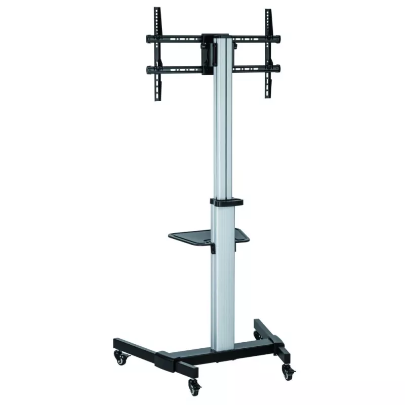 Suporte de chão com carrinho Techly para TV LCD/LED 37-86 polegadas, 200 x 200 mm, 600 x 400 mm, -10 - 5°, 180°, alumínio, plástico, aço, preto, cinzento