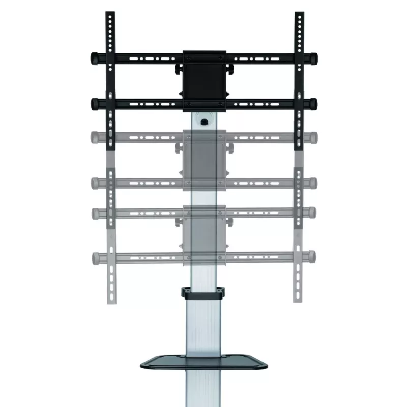 Suporte de chão com carrinho Techly para TV LCD/LED 37-86 polegadas, 200 x 200 mm, 600 x 400 mm, -10 - 5°, 180°, alumínio, plástico, aço, preto, cinzento